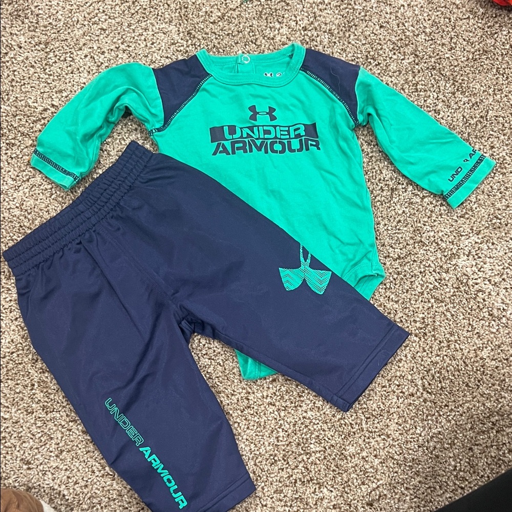 Under Armour Kids Rashguard Set - Aqua and Navy